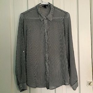 Forever 21 striped sheer button up •